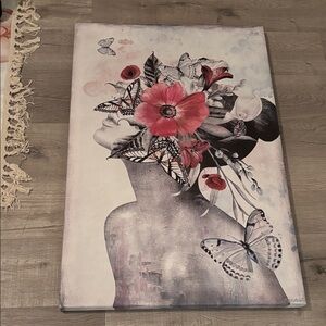 Marmont Hill Poppies and Butterflies canvas wall art print - 36x24